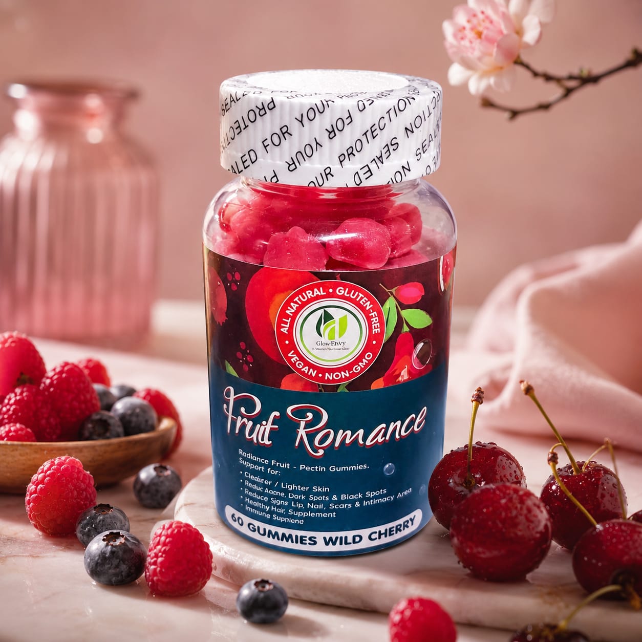 Glow Envy Radiance Fruit Pectin Gummies 30-day brightening supplement