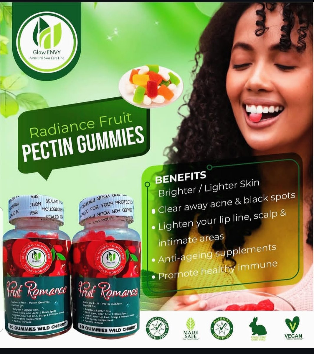 Glow Envy Radiance Fruit Pectin Gummies 30-day brightening supplement